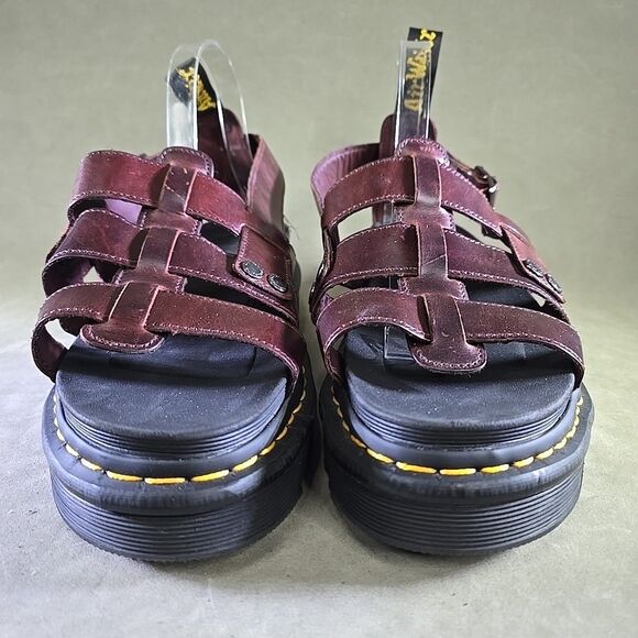 Dr. Martens Terry Brown Leather Sandals Mens US 11 Strap Loop Comfort Pull On